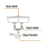 Céspol Doble para Tarja con Céspol Flexible Universal Meer SADOF24 - Imagen 3