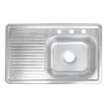 Fregadero de Empotrar Escurridor Izquierdo 80 x 50 x 15cm Acero Inoxidable Satinado Meer TSEI8050