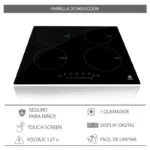Paquete Campana CC-60- Black + Parrilla de Inducción Magnética de 4 Quemadores 60cm 110V Supra - Imagen 4