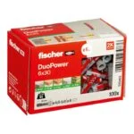 Taquetes de Nylon Multimaterial DuoPower de 6mm x 30mm Caja con 100 Piezas Fischer 535453