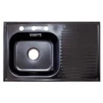Fregadero Empotrar 80 x 50 cm Negro Mate Tarja y Escurridero Derecho Ekon 60051