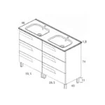 Gabinete Band Blanco Mate con Lavabo Orbis 122cm x 74cm Esbaño 90413 - Imagen 2