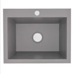 Fregadero de Mármol Sintético Sobreponer/Submontar 63 x 51 x 23cm Sombra (Gris) Brillante Koa Firplak