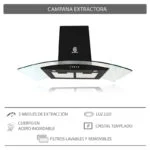 Campana de Pared Acero Inoxidable Negro 90cm Supra CC-90-BLACK - Imagen 4