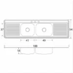 Fregadero Empotrar 188 x 54cm Doble Tina Doble Escurridor EB Técnica C-123 - Imagen 4