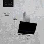 Campana de Pared tipo Pantalla con Cristal Templado Negro 60cm Nuur CAMEXPA60VT - Imagen 8