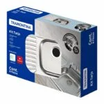 Paquete Fregadero de Empotrar Escurridero Izquierdo 80 x 50 cm + Mezcladora con Válvulas Incluye Contracanasta, Desagüe y Mangueras Tramontina 32200573 - Imagen 6