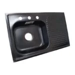 Fregadero Empotrar 80 x 50 cm Negro Mate Tarja y Escurridero Derecho Ekon 60051 - Imagen 2