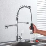 Monomando con Salida Doble y Manguera Retráctil para Cocina Cromo Meer MZM8110F - Imagen 3