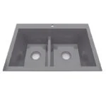 Fregadero de Marmol Sintetico Sobreponer/Submontar 84 x 56 x 25.6cm Doble Tina Sombra (Gris) Koa Firplak