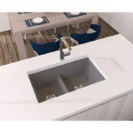 Fregadero de Marmol Sintetico Sobreponer/Submontar 84 x 56 x 25.6cm Doble Tina Sombra (Gris) Koa Firplak - Imagen 3