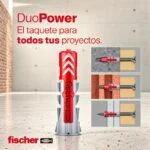 8 Taquetes de Nylon + 8 Tornillos Multimaterial DuoPower de 8mm x 40mm Fischer 534998 - Imagen 3