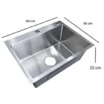 Tarja Sencilla Empotrar 84 x 48 x 22 cm Acero Inoxidable Satinado Meer TS8448R1S - Imagen 2