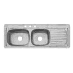 Fregadero Empotrar 144 x 54cm Doble Tina 1 Escurridor Derecho EB Técnica C-212N - Imagen 3