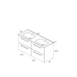 Gabinete Doble Volado Easy Lacado Brillo Blanco con Lavabo Orbis 121cm x 46cm Esbaño 90315 - Imagen 2