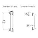 Barra Recta de Seguridad 305 mm Acero Inoxidable Helvex B-305-S - Imagen 2