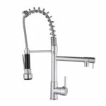 Monomando con Salida Doble y Manguera Retráctil para Cocina Cromo Meer MZM8110F