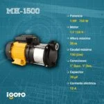 Bomba Horizontal Multietapas 1 HP 120V Igoto MH1500 - Imagen 2