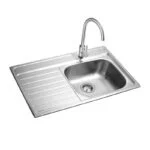 Paquete Tekaway 800.510 1C 1E I MNI Incluye Tarja 80x51x15cm Escurridor Izquierdo, Monomando Giratorio America MNI y Contracanasta Helixpro