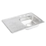 Fregadero de Empotrar Escurridor Izquierdo 80 x 50 x 15cm Acero Inoxidable Satinado Meer TSEI8050 - Imagen 2