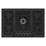Parrilla Cristal Templado Negro Mate de 5 Quemadores Empotrable 76cm Nuur PARGA5VTM-L