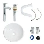 Paquete de Lavabo Redondo de Sobreponer + Accesorios de Instalación Bowl Pack Detroit Ekon/Ceramosa 62810