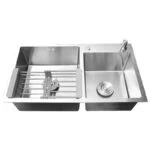 Paquete Fregadero de Empotrar Acero Inoxidable Satinado 84 x 48 x 22 cm con Monomando, Dispensador de Jabón y Escurridor de Platos Meer TS8448-1S - Imagen 2
