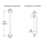 Barra Recta de Seguridad 470 mm Acero Inoxidable Helvex B-470-S - Imagen 2