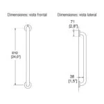 Barra Recta de Seguridad 610 mm Acero Inoxidable Helvex B-610-S - Imagen 3