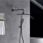 Regadera con Brazo y Teléfono Negro Mate Meer RS303 - Imagen 2
