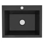 Fregadero de Mármol Sintético Sobreponer/Submontar 63 x 51 x 23cm Negro Brillante Koa Firplak