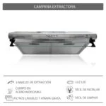 Paquete Campana Acero Inox 60cm + Parrilla Acero Inoxidable de 4 Quemadores Empotrable 60cm Supra - Imagen 11