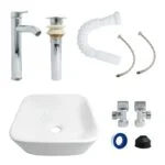 Paquete de Lavabo Cuadrado de Sobreponer + Accesorios de Instalación Bowl Pack Tucson Ekon/Ceramosa 62811