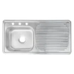 Fregadero de Empotrar Escurridor Derecho 100 x 50 x 15cm Acero Inoxidable Satinado Meer TSED10050