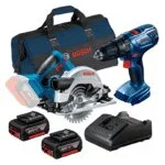 Kit Rotomartillo Inalámbrico GSB 180-LI de 1/2" 18V + Sierra Circular Inalámbrica GKS 18V-57 de 165mm 18V + Kit 2 Baterías 18V y Cargador Bosch 0615A001KS