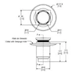 Coladera Corta de 1 Boca Vertical Tapa Redonda Desagüe de Contorno Cuadrado Helvex 22V-CHL - Imagen 2