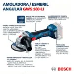 Kit Rotomartillo Inalámbrico GSB 185-LI de 1/2" 18V + Esmeril Angular Inalámbrico Brushless GWS 180-LI de 5" 18V + Kit 2 Baterías 18V y Cargador Bosch 06019H90G4 - Imagen 3
