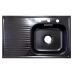 Fregadero Empotrar 80 x 50 cm Negro Mate Tarja y Escurridero Izquierdo Ekon 60052