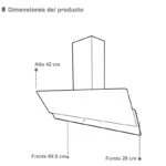 Campana de Pared tipo Pantalla con Cristal Templado 90cm Supra CP-90 - Imagen 7