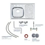 Paquete Fregadero de Empotrar Derecho 80 x 50 cm + Mezcladora con Válvulas Incluye Contracanasta, Desagüe y Mangueras Tramontina 32300576 - Imagen 4