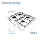 Paquete Campana Acero Inox 60cm + Parrilla Acero Inoxidable de 4 Quemadores Empotrable 60cm Supra - Imagen 8