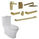 Paquete Duna Rivoli Monomandos + Regadera + Accesorios y WC One Piece Helvex DUNA-RIVOLI P
