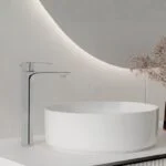 Monomando Alto para Lavabo de Acero Inoxidable Cromo Rugo P-103C - Imagen 2