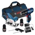 Kit Rotomartillo Inalámbrico GSB 120-LI de 3/8" 12V + Sierra Circular Inalámbrica GKS 12V-26 de 85mm 12V + Kit 2 Baterías 12V y Cargador Bosch 0615A001KP