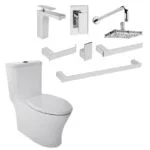 Paquete Máxima Rivoli Monomandos + Regadera + Accesorios y WC One Piece Helvex MAXIMA-RIVOLI P