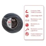 Cable THW-LS/THHW-LS CE RoHS Calibre 12 AWG Negro 20 Metros IUSA 267281 - Imagen 2