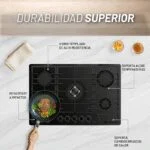 Parrilla Cristal Templado Negro Mate de 5 Quemadores Empotrable 76cm Nuur PARGA5VTM-L - Imagen 6