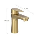 Monomando Corto para Lavabo Dorado Dica 4437.5 - Imagen 6