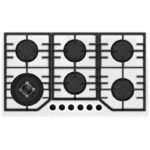 Parrilla Cristal Templado Blanco de 6 Quemadores Empotrable 90cm Nuur PARGA6VTB-L