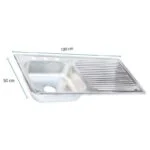 Fregadero de Empotrar Escurridor Derecho 100 x 50 x 15cm Acero Inoxidable Satinado Meer TSED10050 - Imagen 4
